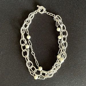 Silver and pearl David Yurman like necklace